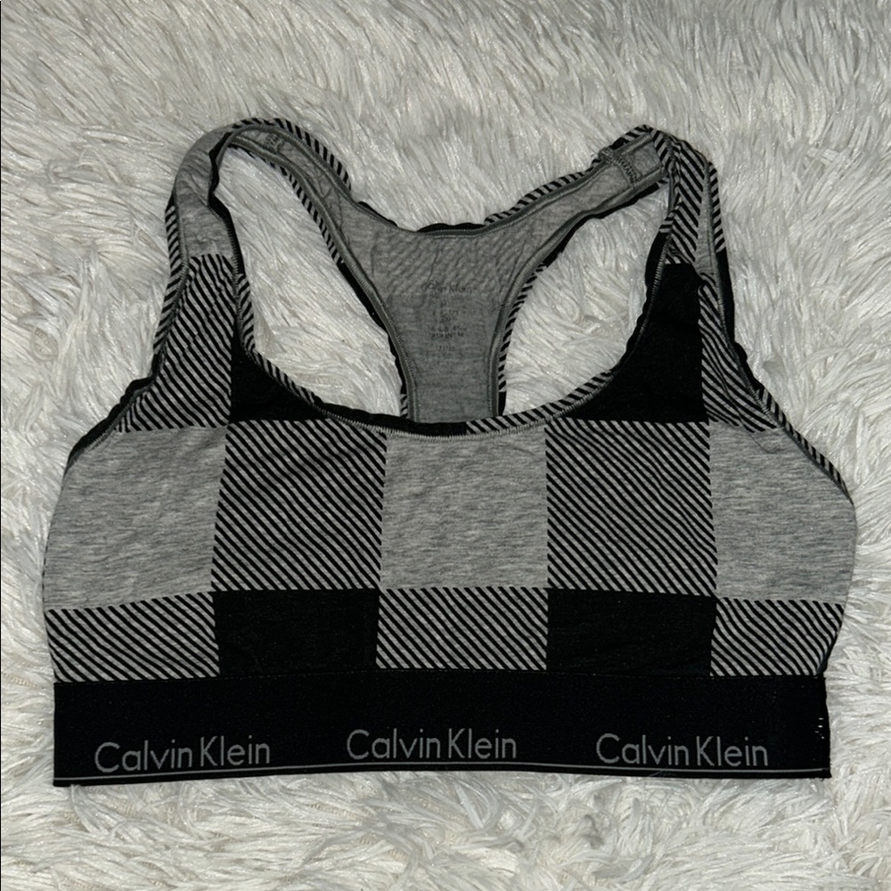 Calvin Klein Black and Gray Racerback Bralette